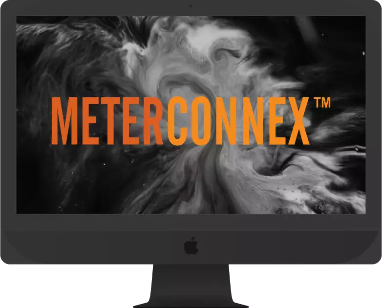 image of computer with MeterConnex's logo on the front