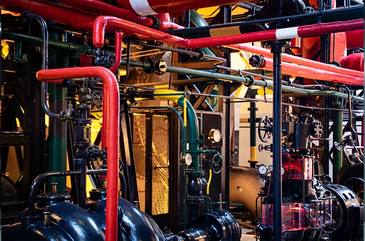 image of mechanical room with gas meters installed from QMC